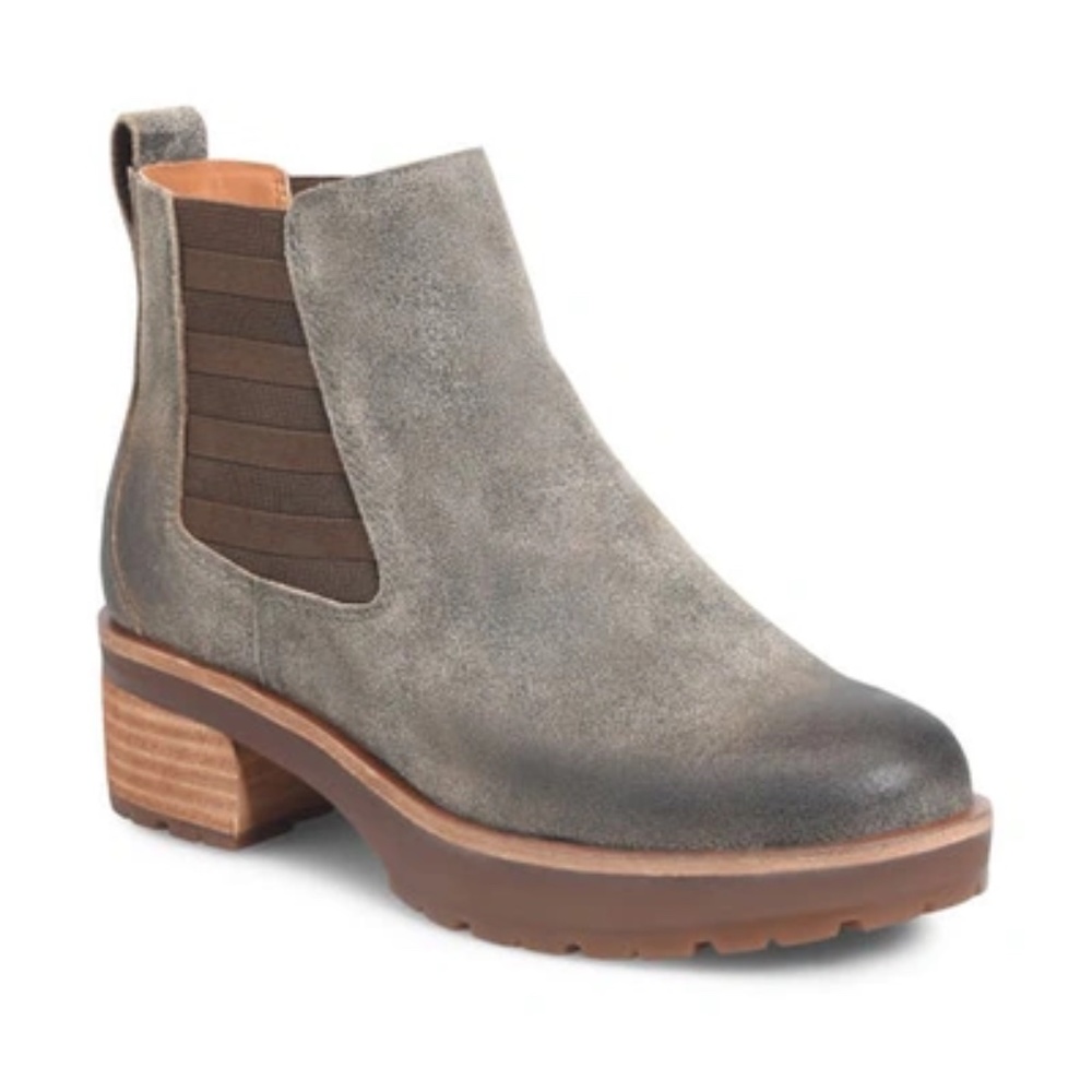 Kork-Ease Gray Suede Chelsea Ankle Boots
